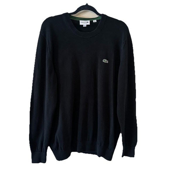 Lacoste Other - Lacoste Mens Black Sweater Shirt Classic Fit Crew Neck LS Pullover Logo Size XL